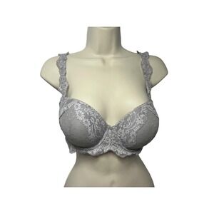 Victoria's Secret Bra Womens 36D Gray Dream Angels Lace Balconette Underwire‎